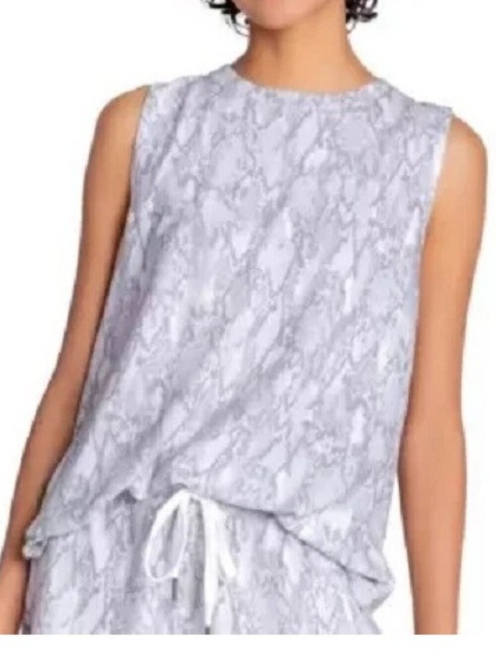 Insomniax Women's Jersey Knit Sleeveless Lounge Pajama Top, Gray Snake, Medium